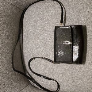 Small Shiny Black Crossbody Bag